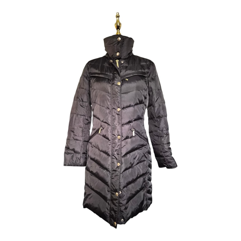Michael Kors Women's Quilted Down Puffer Coat Small Dark Brown